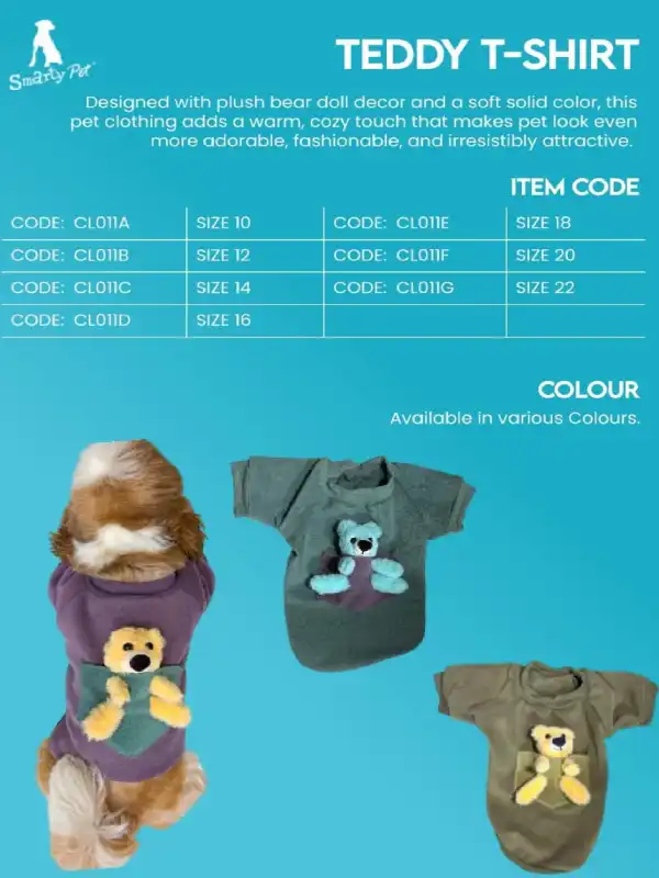 Teddy T-Shirt with Sizing Chart